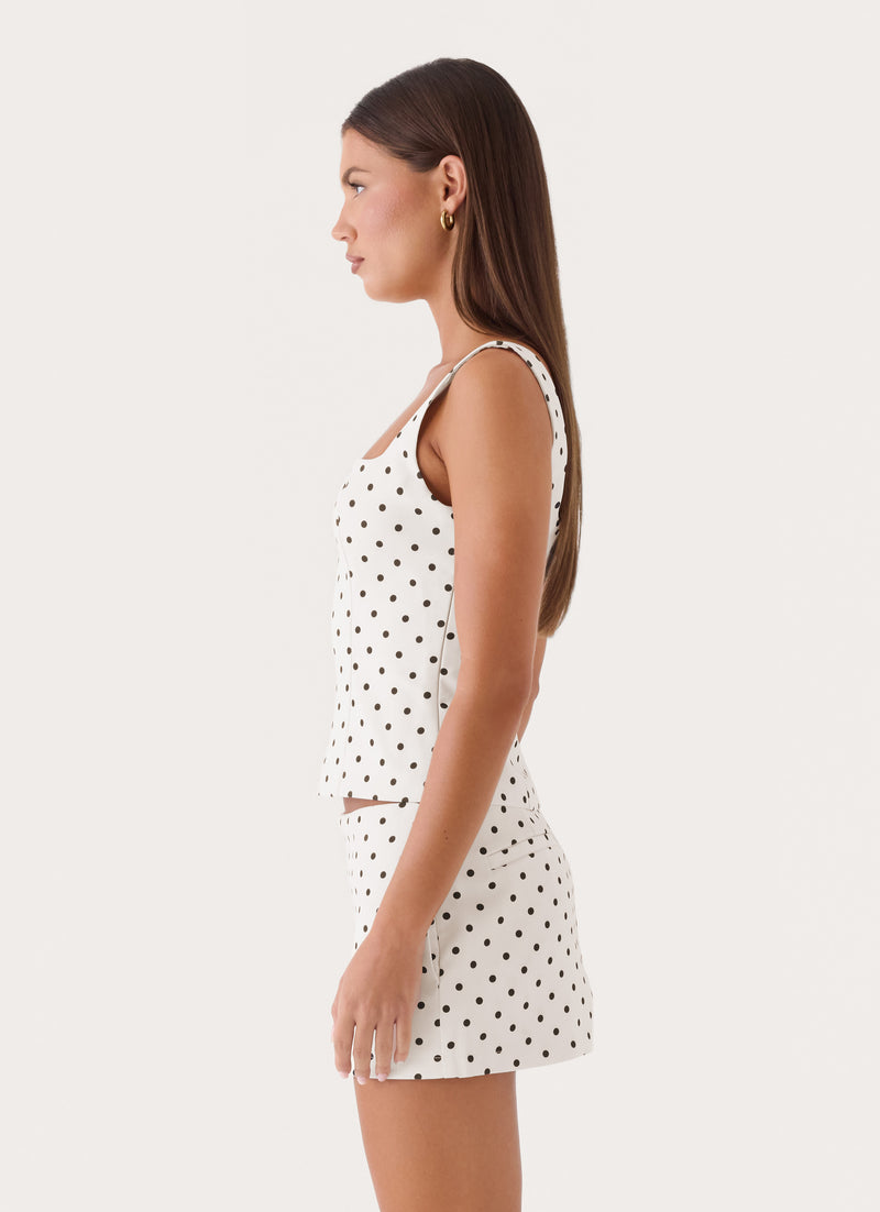 Aaliyah Bustier Top - Cream Polka Dot