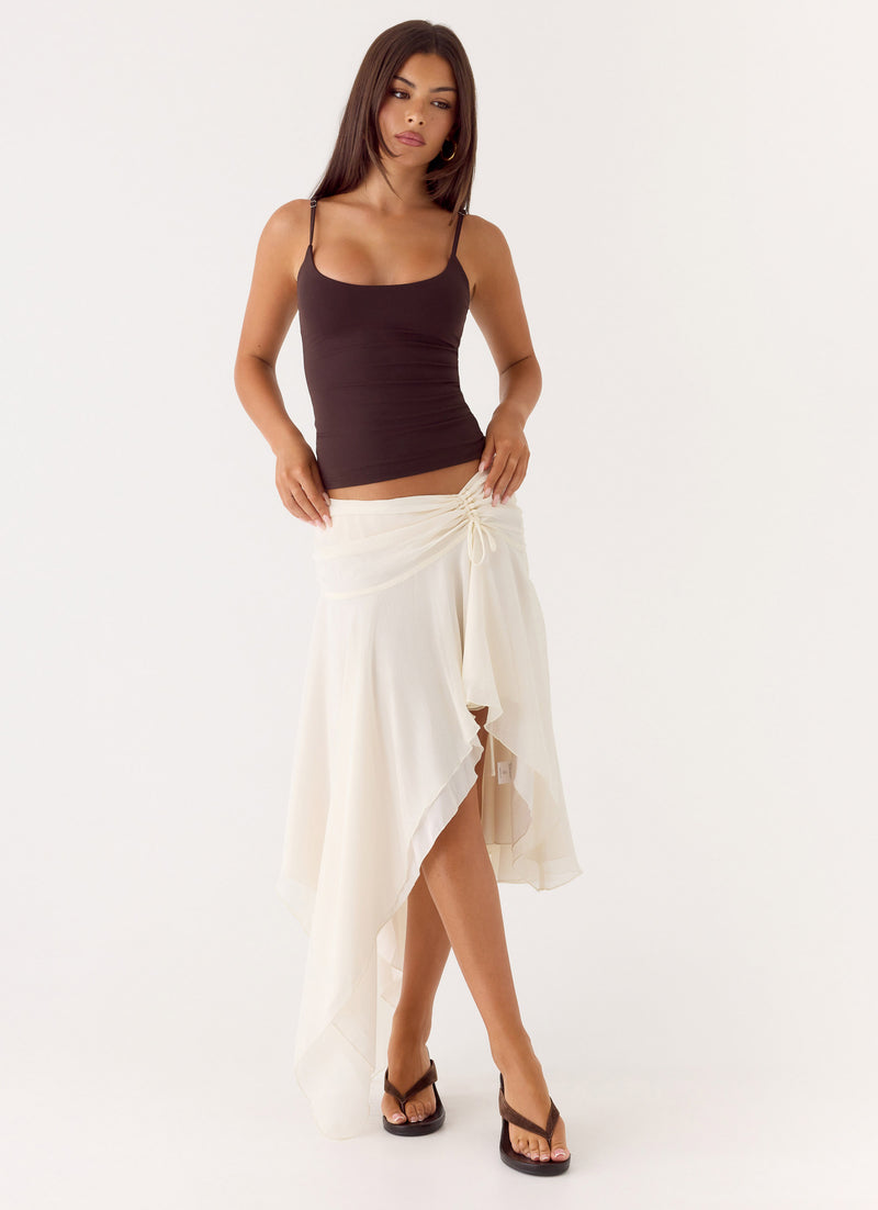Abeda Asymmetrical Midi Skirt - Ivory