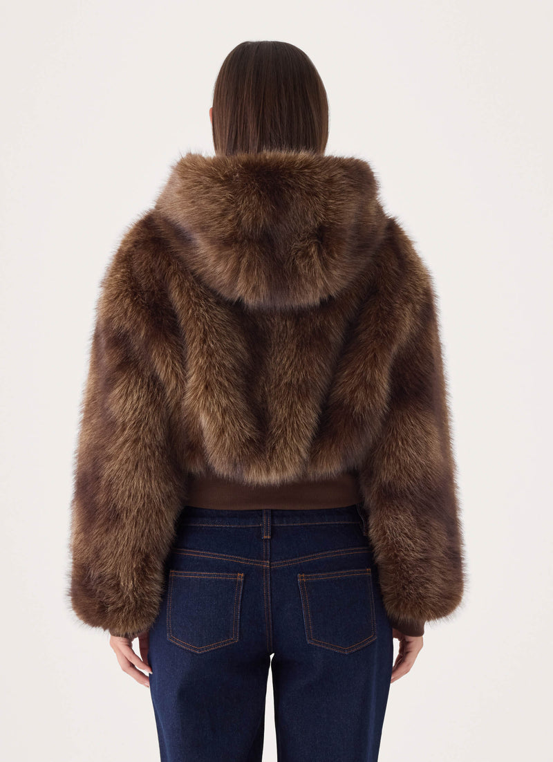 Alio Faux Fur Zip Jacket - Tan