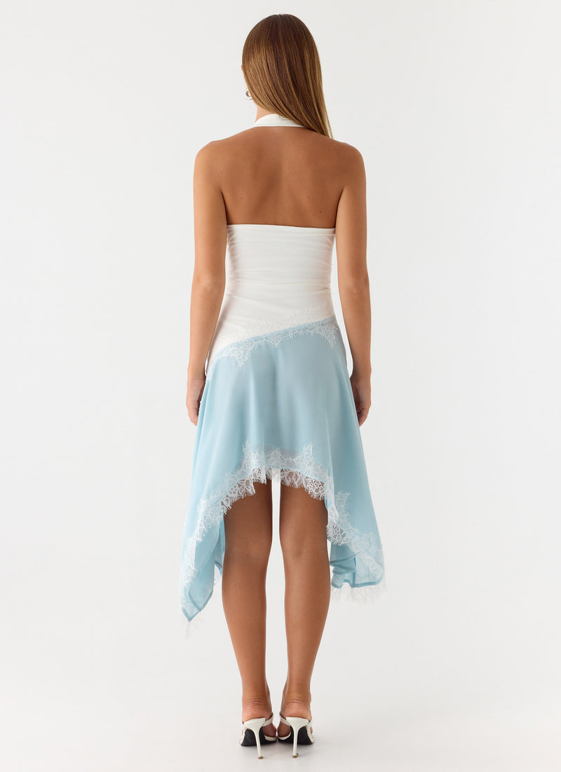 Brionee Midi Dress - Pale Blue White