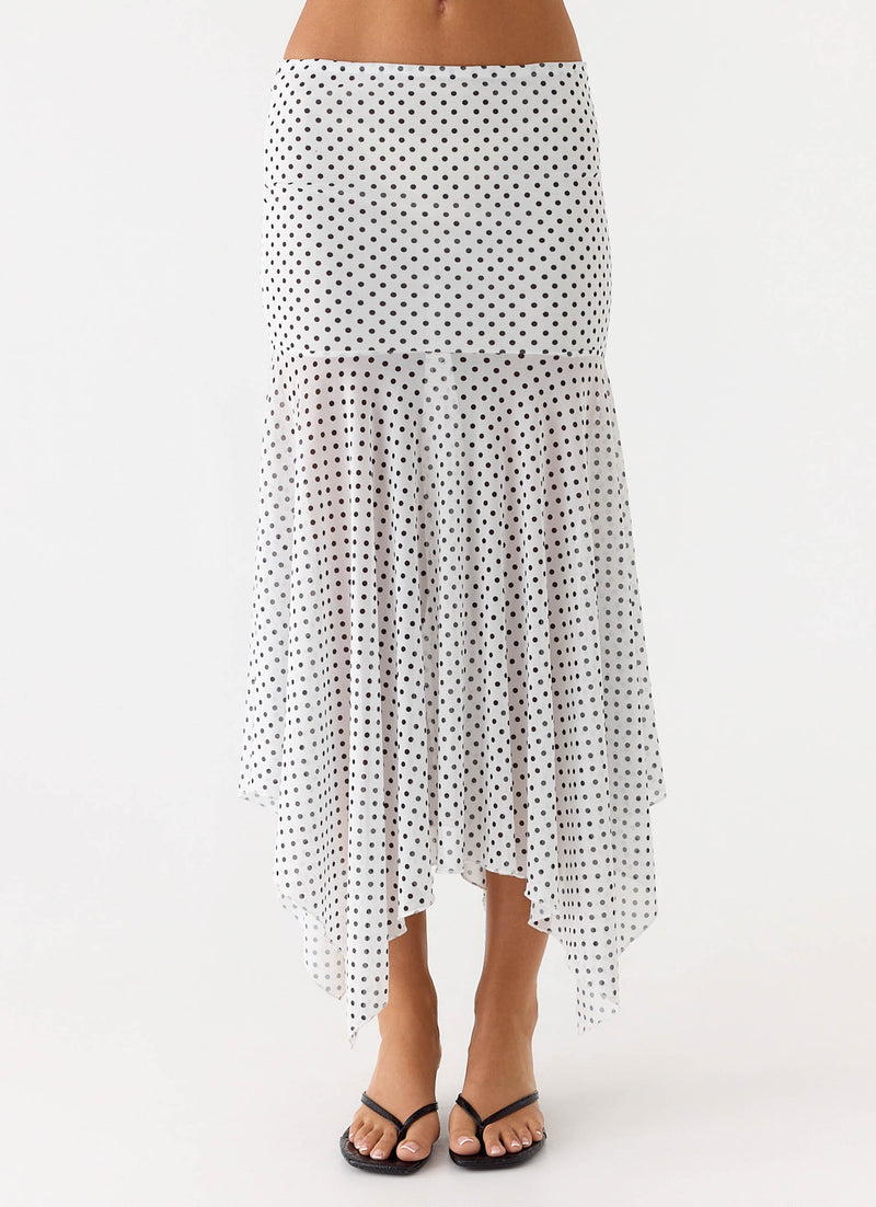 Buffy Maxi Skirt - White Polkadot