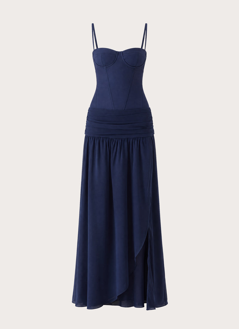 Clemsie Bustier Maxi Dress - Navy