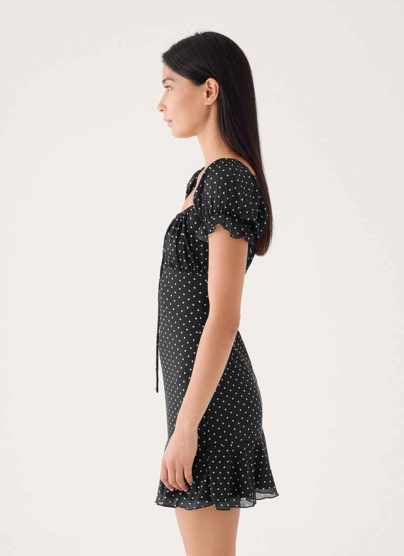 Cathedral Mini Dress - Black Polka Dot