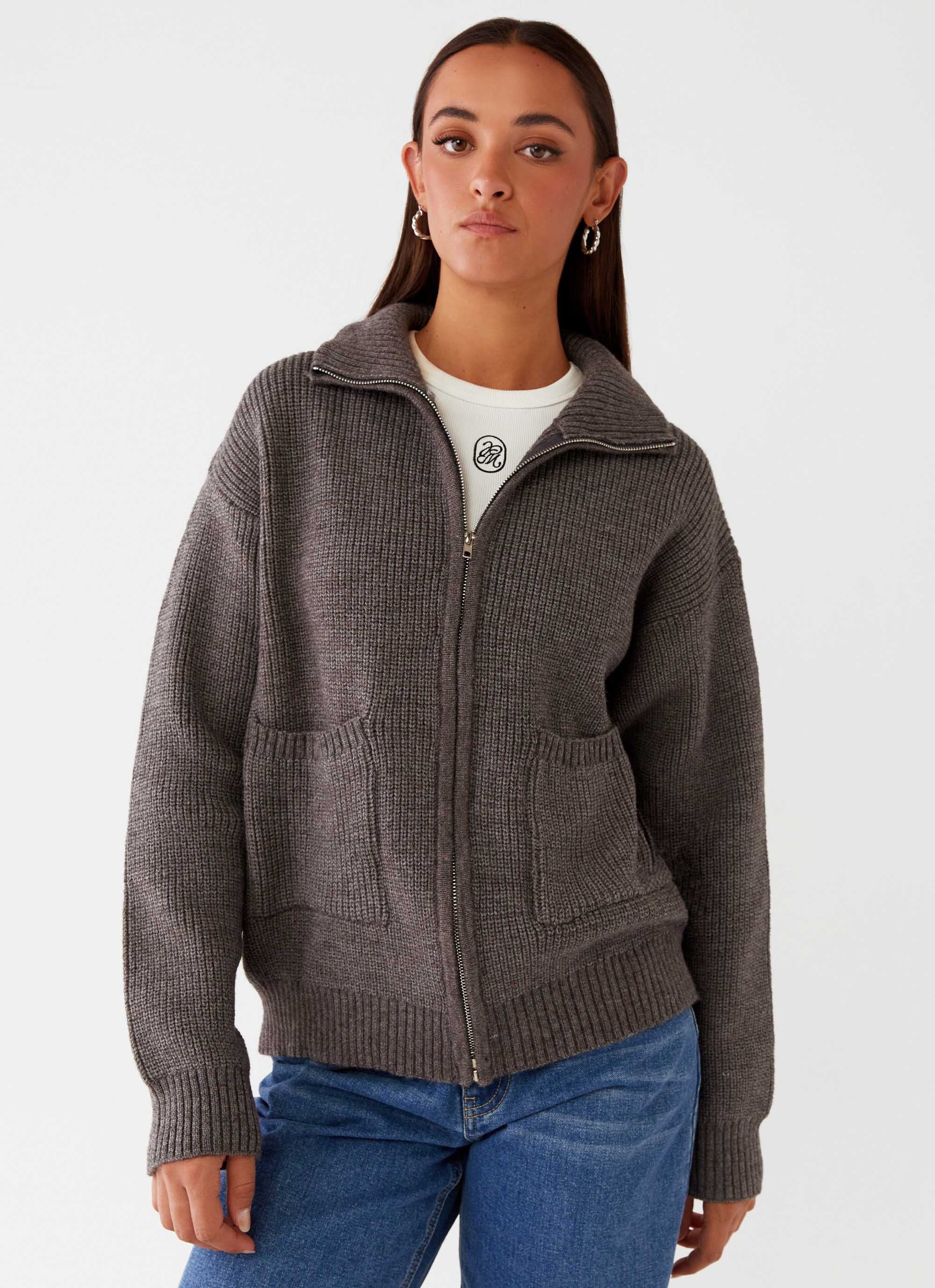 Common Ground Oversized Zip Cardigan - Charcoal – Peppermayo Common Ground Oversized Zip Cardigan - Charcoal – Peppermayo
