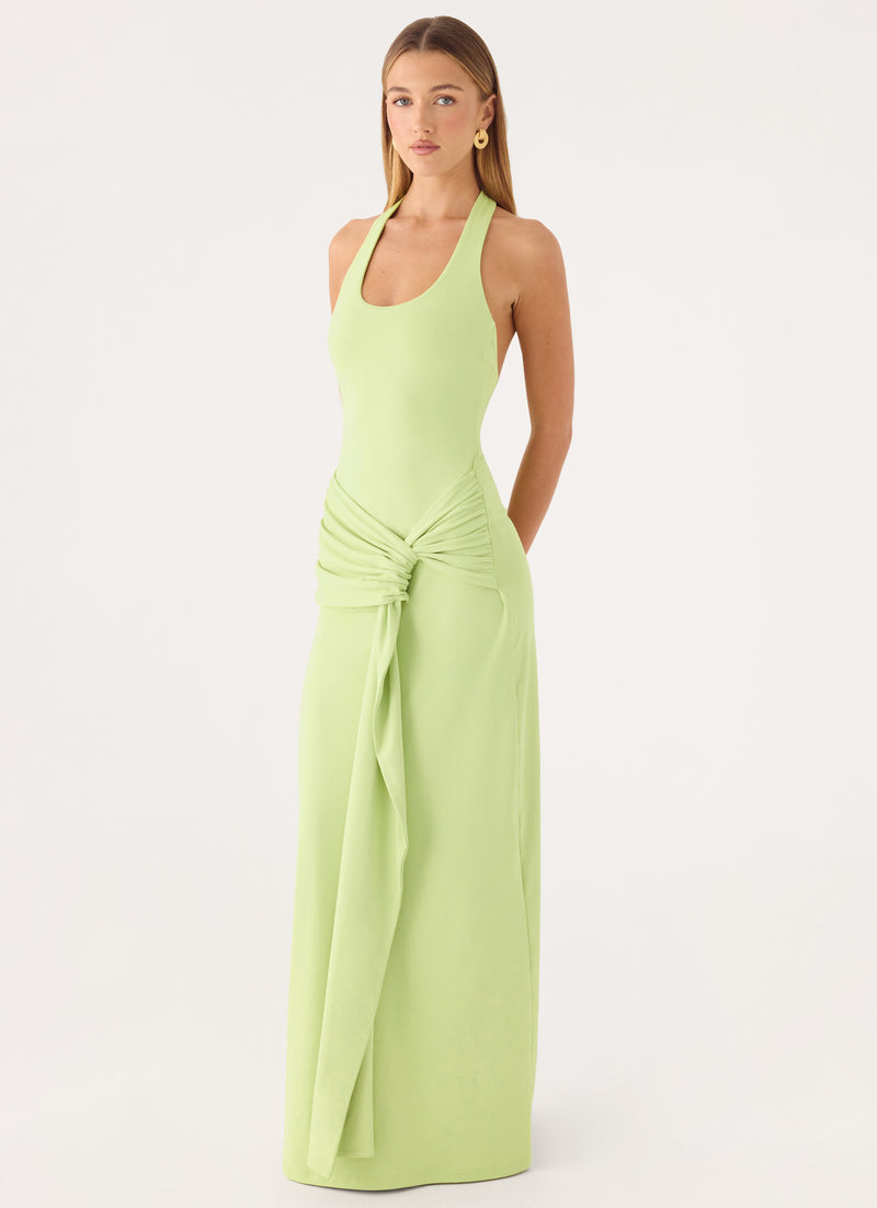 Cristal Halter Maxi Dress - Lime
