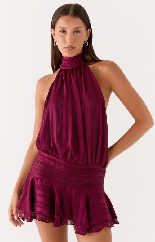 Willow Chiffon Mini Dress - Plum