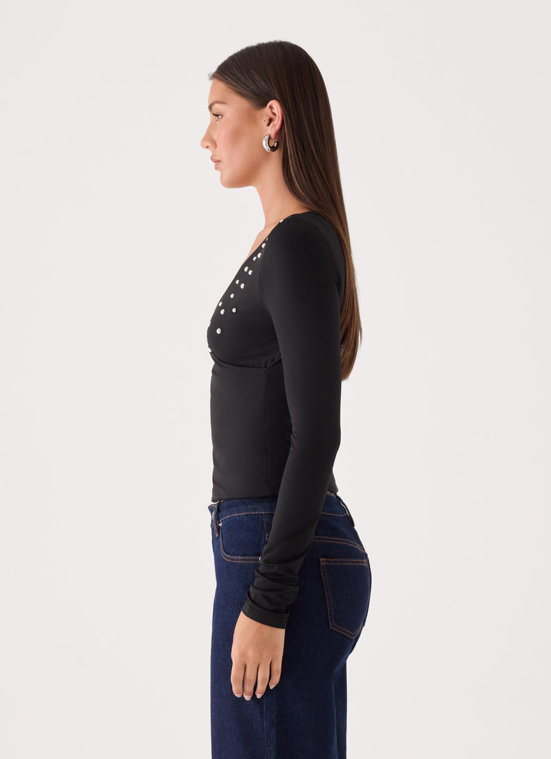 Diana Long Sleeve Top - Black