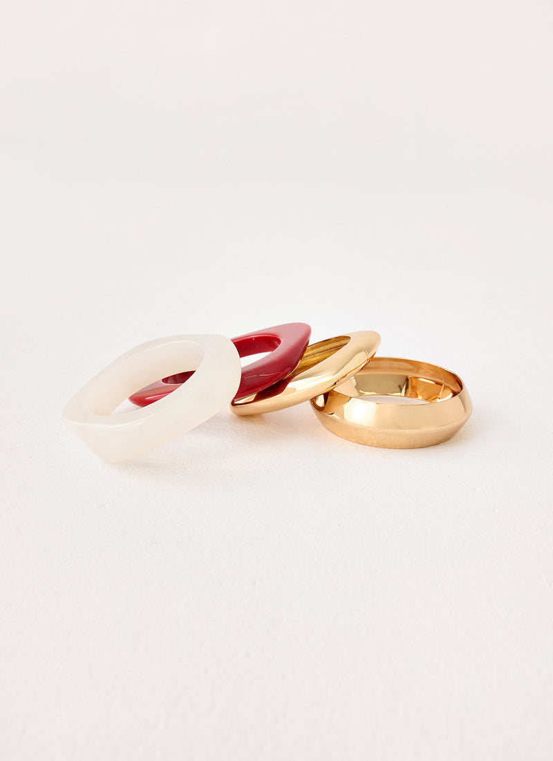Downtown Darling Bracelets - Red/Gold