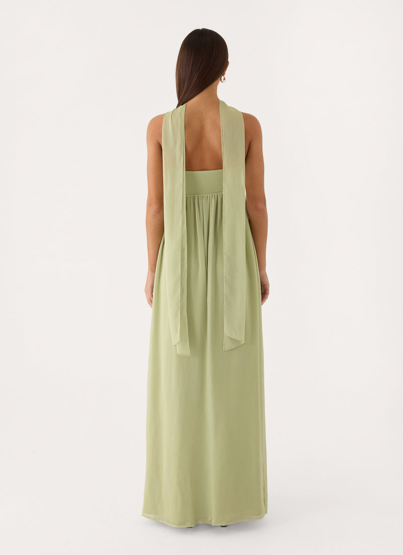 Elarose Scarf Maxi Dress - Soft Lime