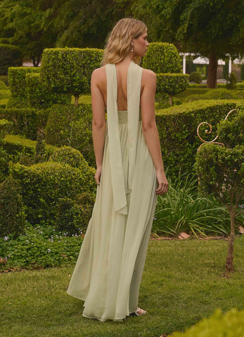 Elarose Scarf Maxi Dress - Soft Lime