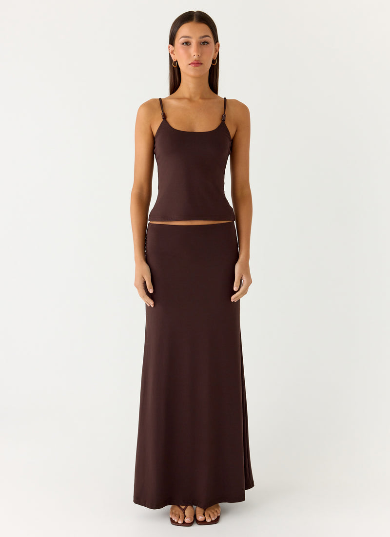 Garrix Bead Cami Top - Chocolate