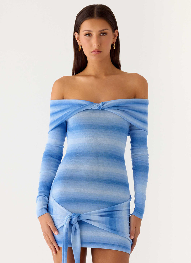 Gomez Bardot Knit Mini Dress - Cerulean