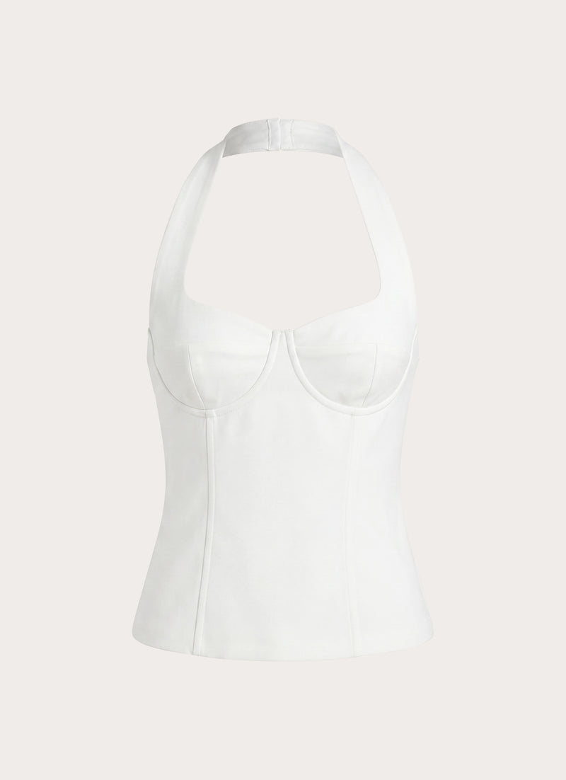 Indira Bustier Halter Top - White