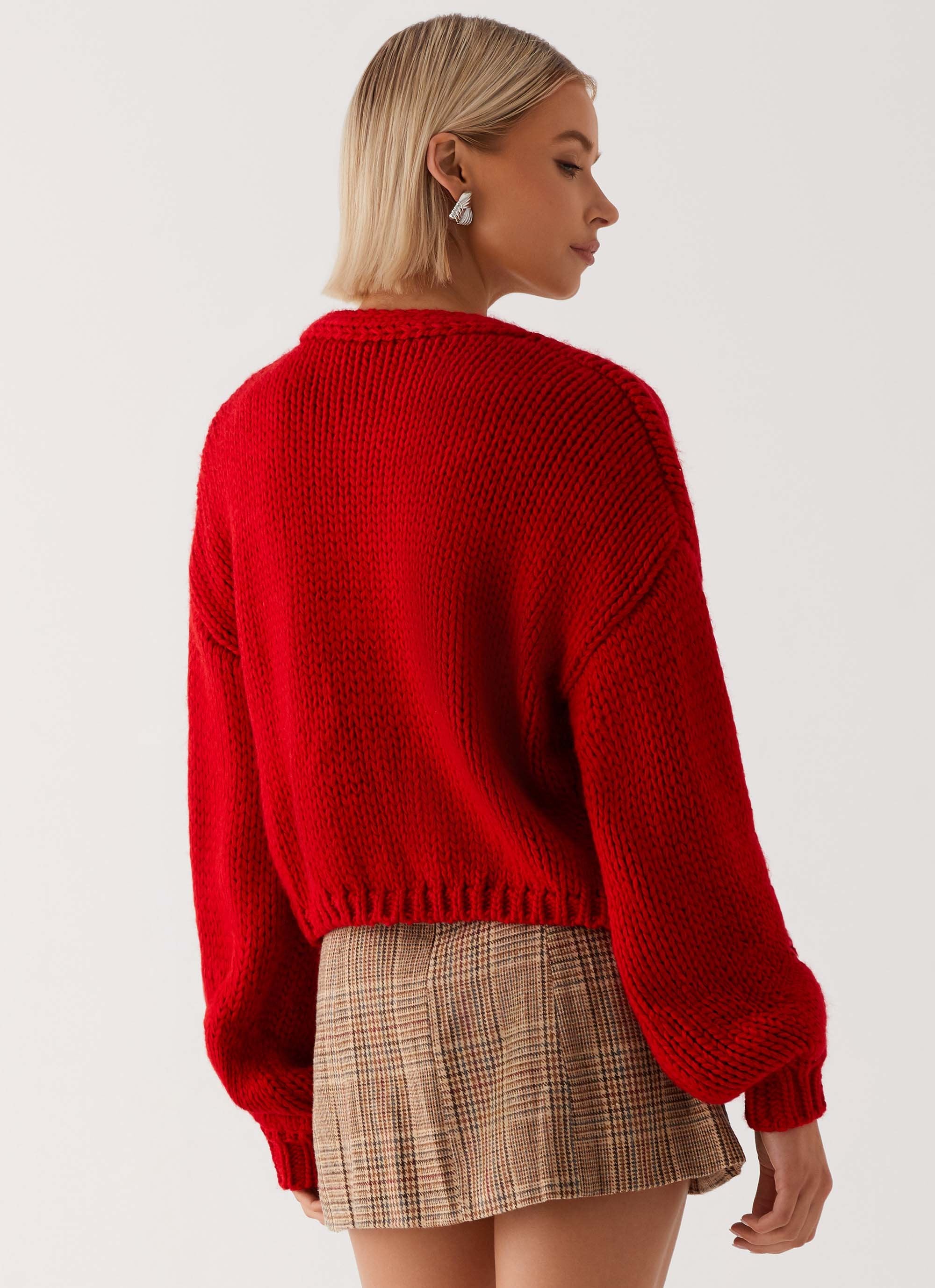 Red Knit Sweater Red Cardigan Nz Shop Plus Size Fluffy Knit Crop