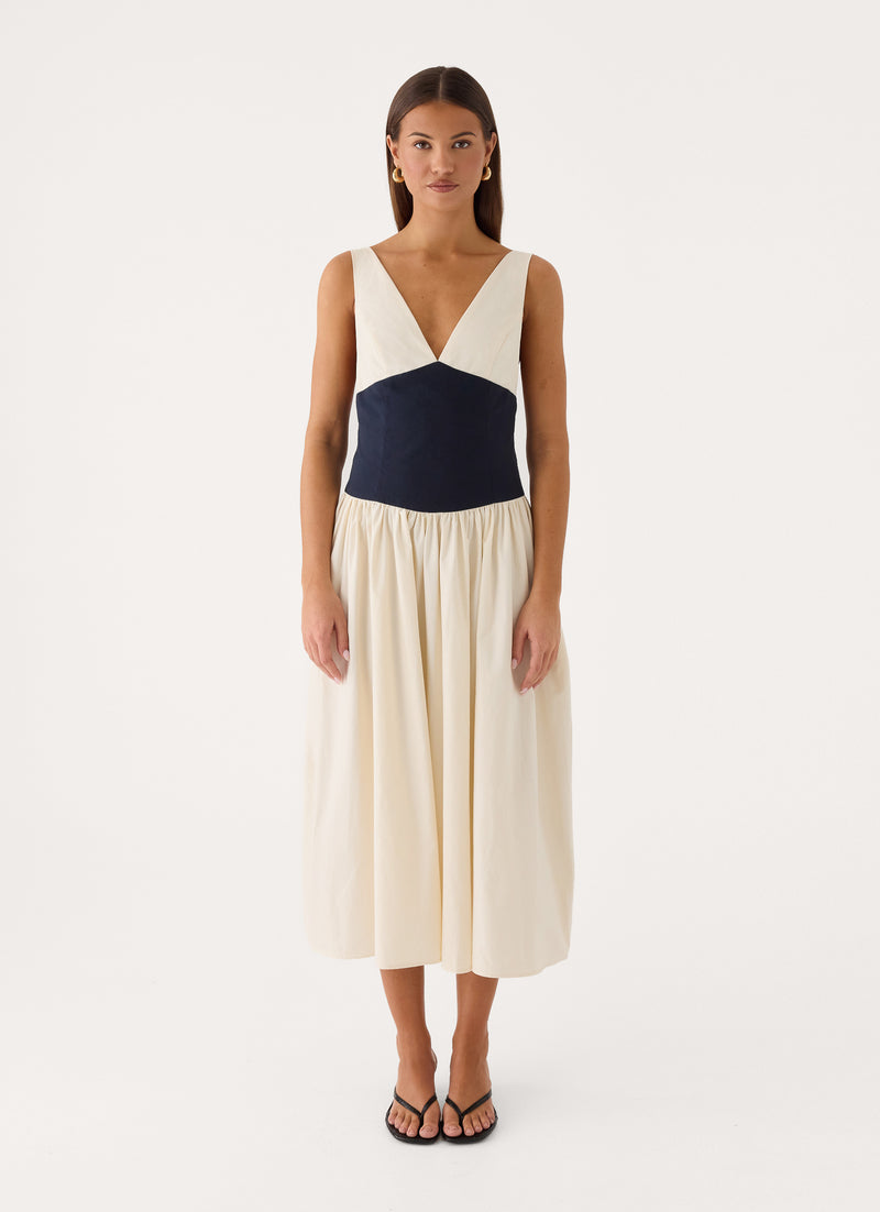 Kendall Midi Dress - Ivory/Black