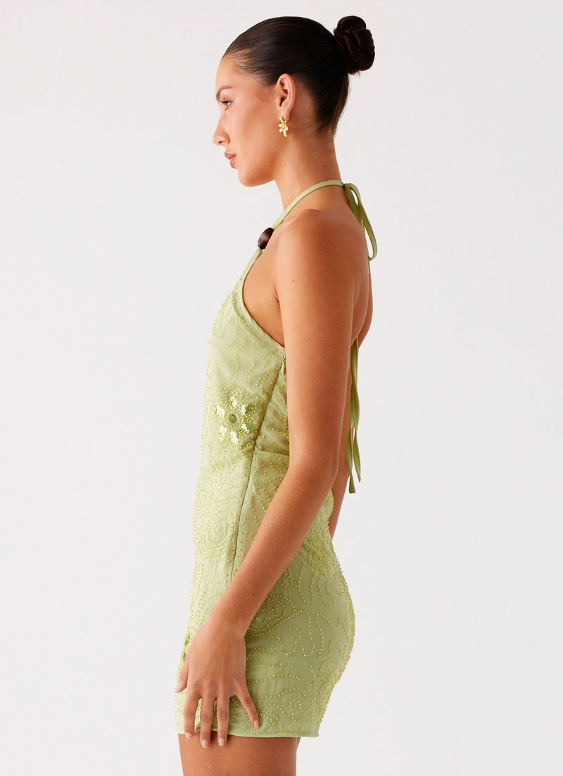 Kiara Beaded Mini Dress - Mint