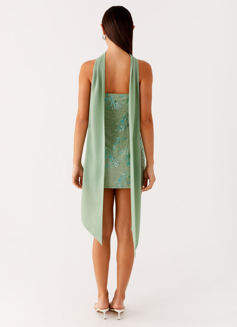 Kiesha Strapless Scarf Mini Dress - Mint