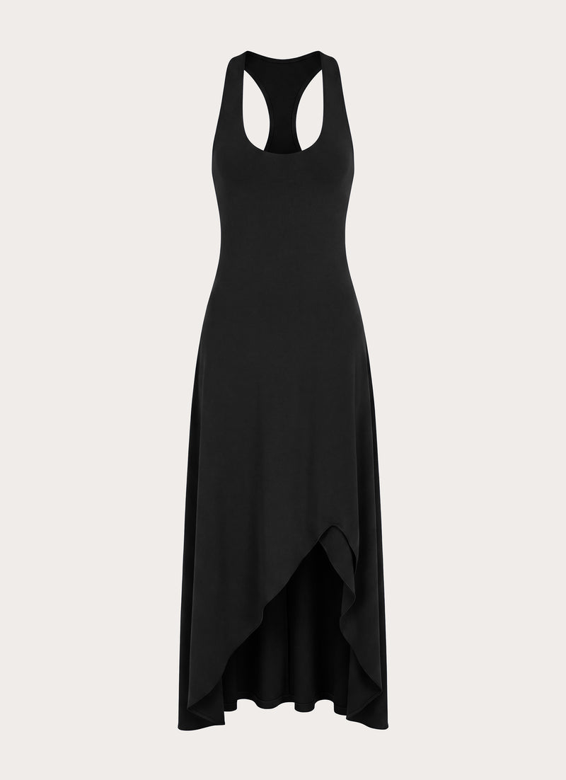 Kyrra Asymmetrical Midi Dress - Black
