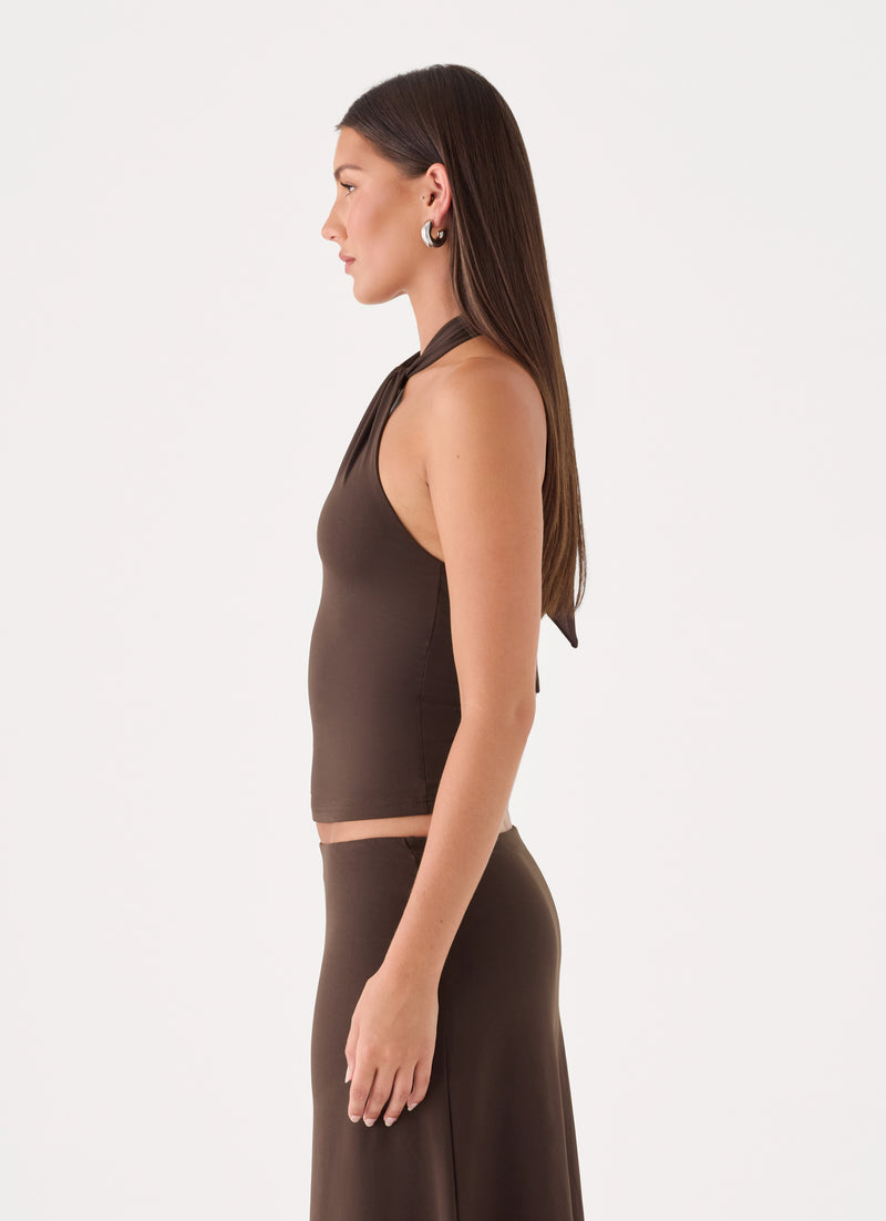 Lennox Halter Top - Chocolate