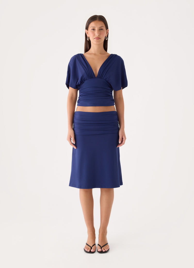 Lorelei Midi Skirt - Rich Blue