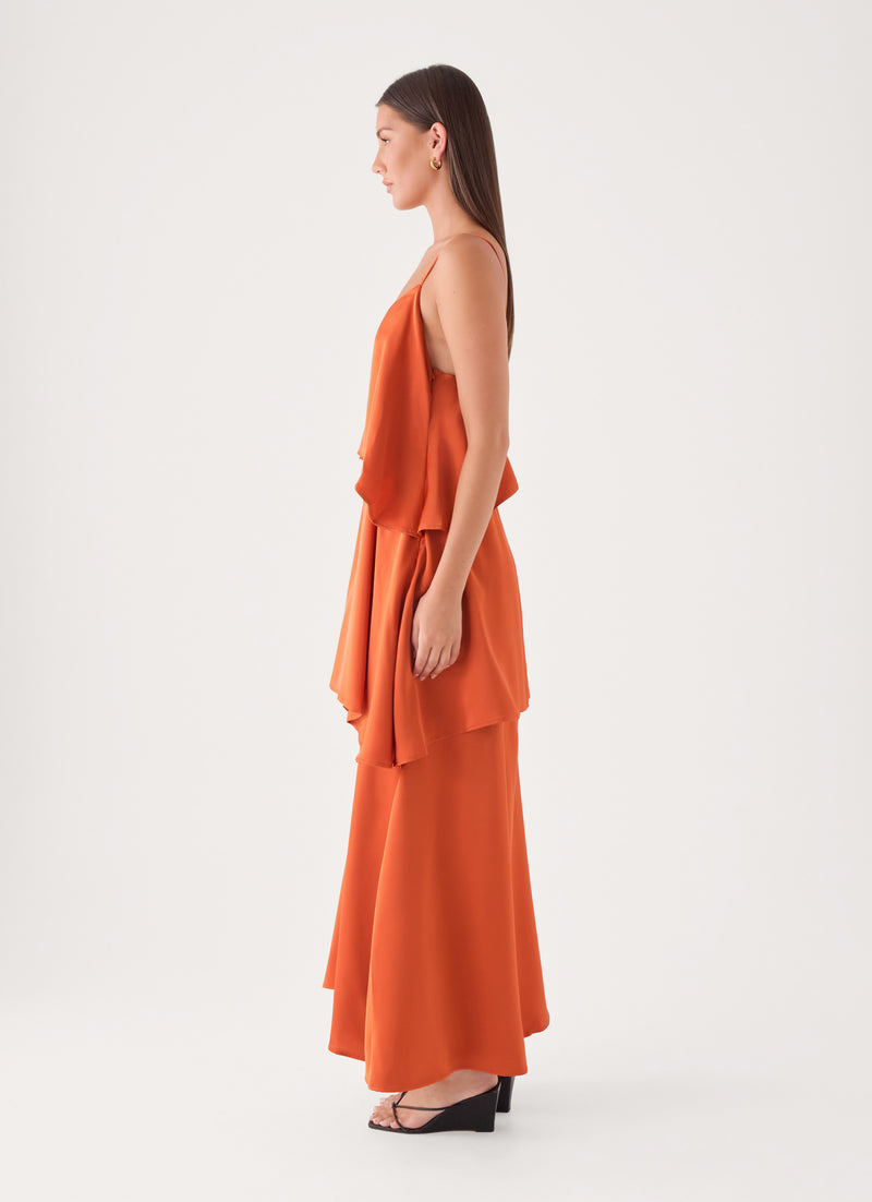 Lucy Tiered Maxi Dress - Orange