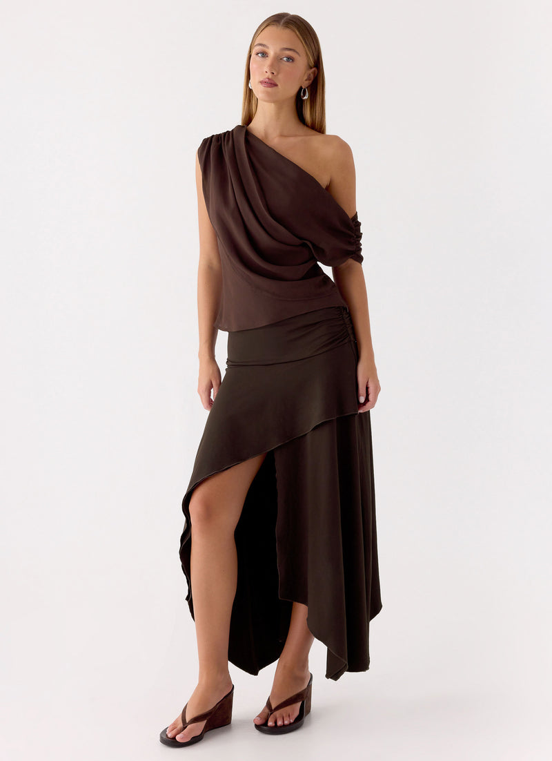 Lycia Midi Skirt - Chocolate
