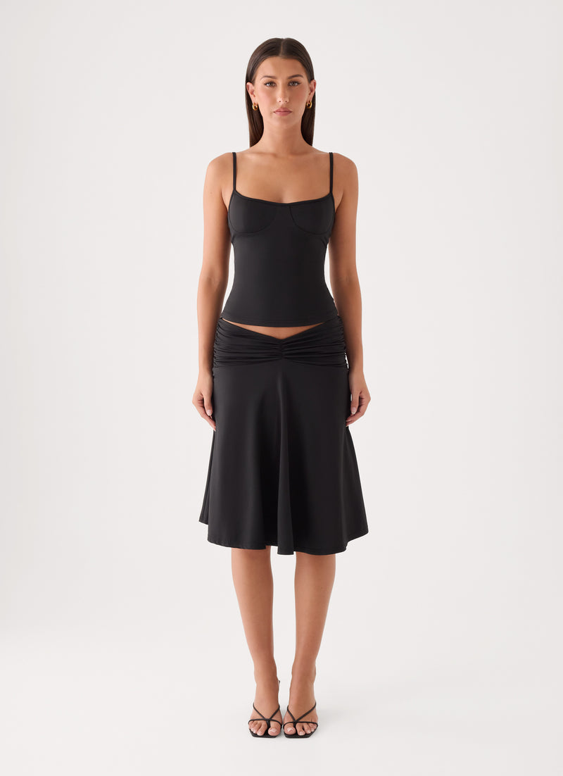 Madelyne Jersey Midi Skirt - Black