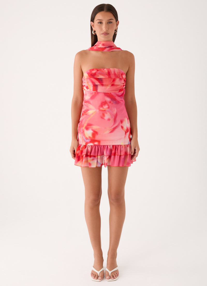 Manon Scarf Mini Dress - Sun Blushed Bloom
