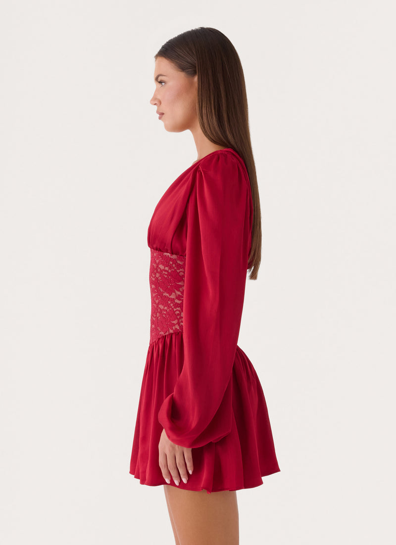 Mariana Lace Mini Dress - Red