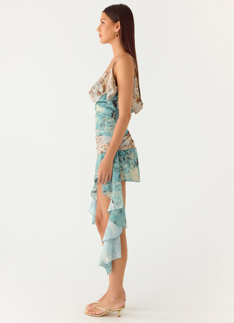 Meylissa Hanky Mini Dress - Aqua Blur