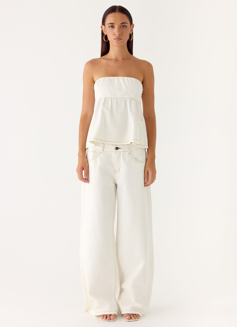Nathan Denim Top - White