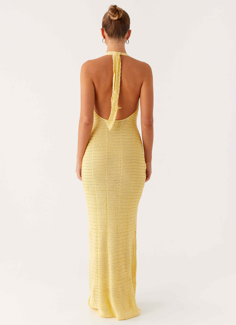 Novalee Flower Crochet Maxi Dress - Yellow