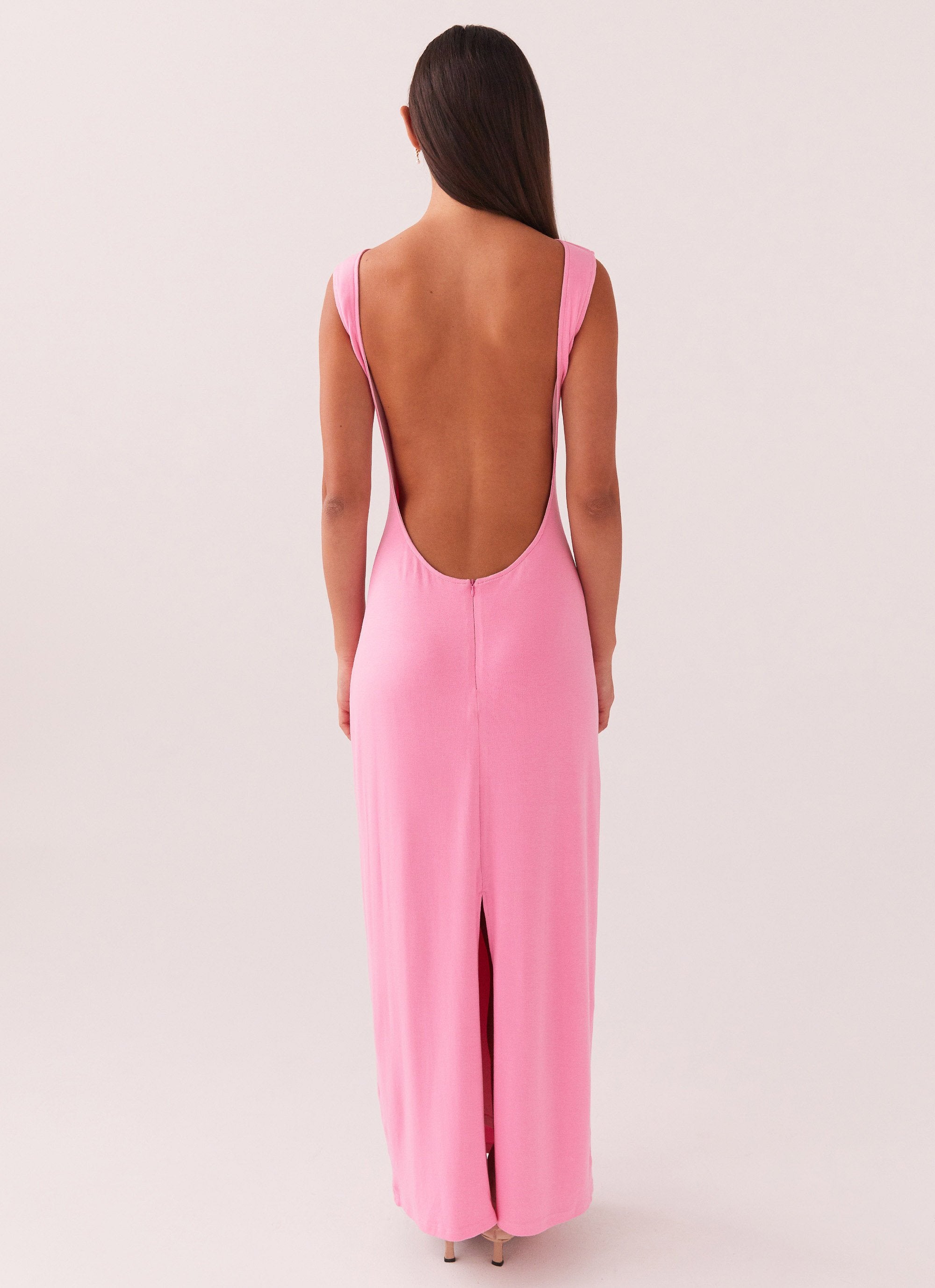 pink open back maxi dress Summer Wedding Guest Dress | Elai Open Back Maxi Dress - Pink