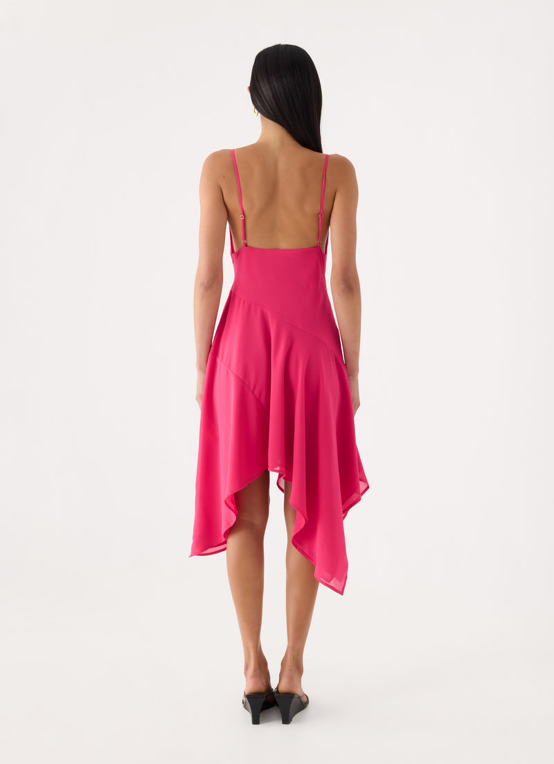 Pirama Beaded Midi Dress - Fuchsia