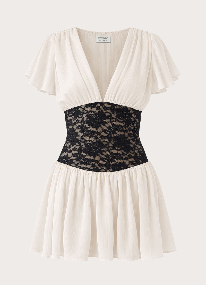 Poppie Lace Mini Dress - Ivory