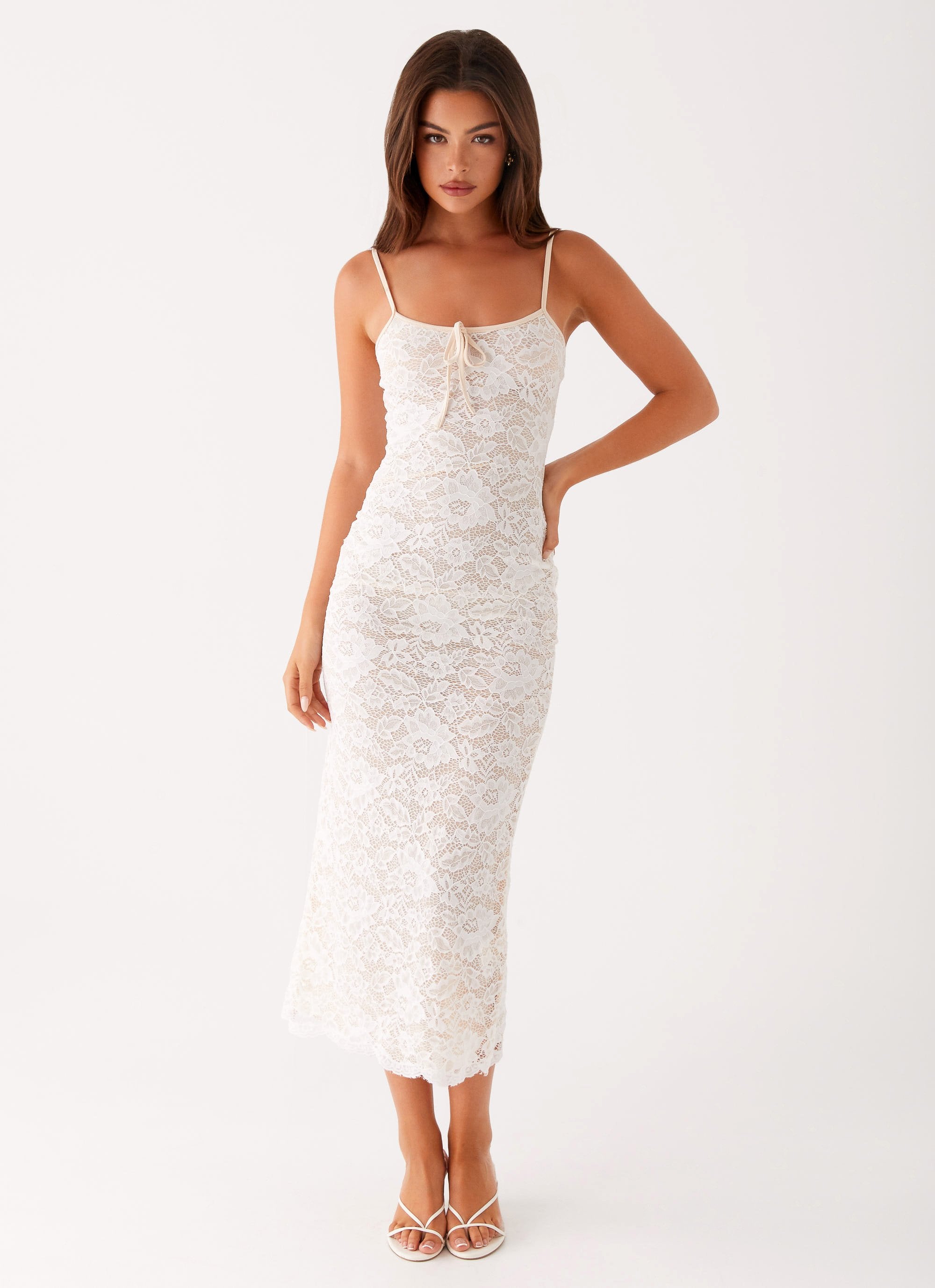 white lace dress nz Patty lace high low wedding dress in white