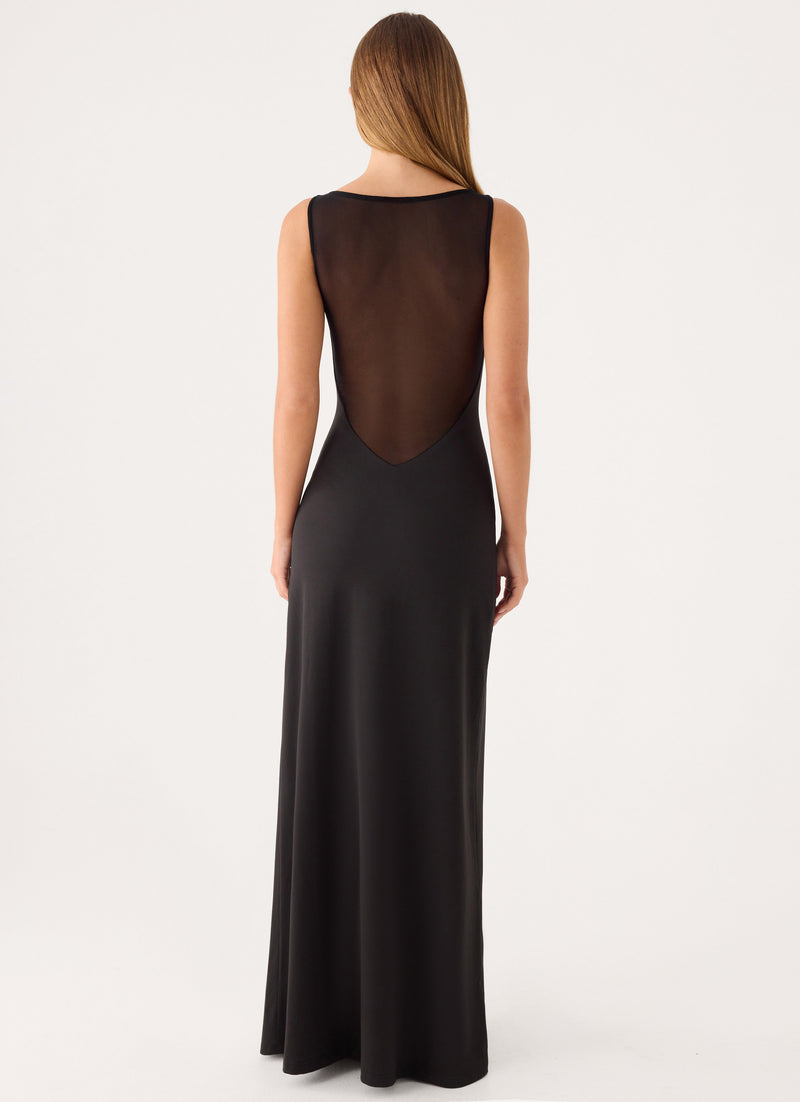 Ravelle Mesh Back Maxi Dress - Black
