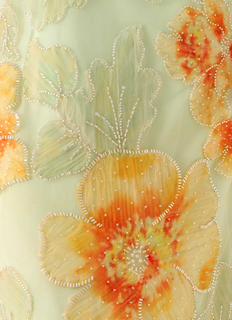 Really Something Beaded Maxi Dress - Green Floral Beaded