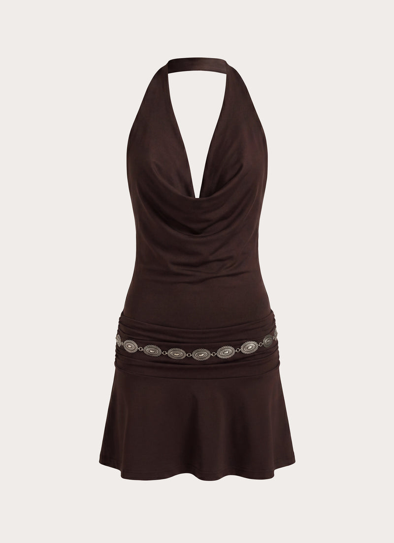 Rude Love Belt Mini Dress - Chocolate