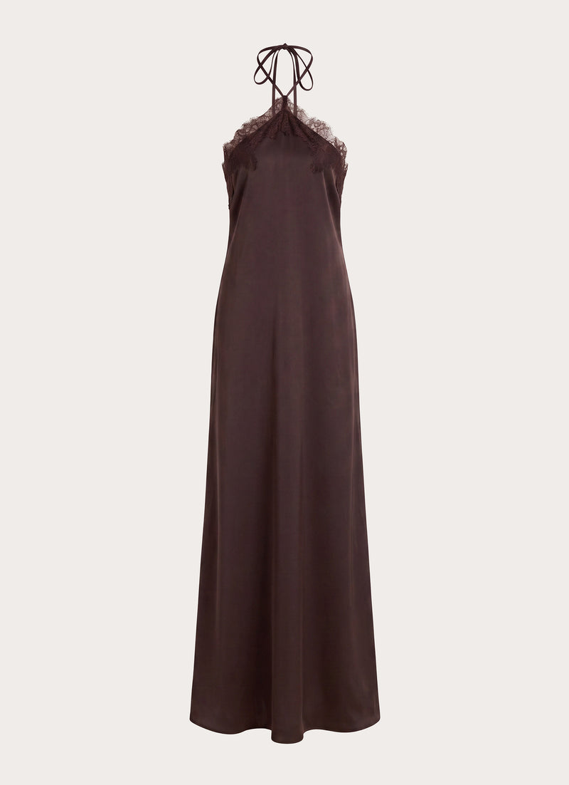 Samaria Halter Maxi Dress - Chocolate
