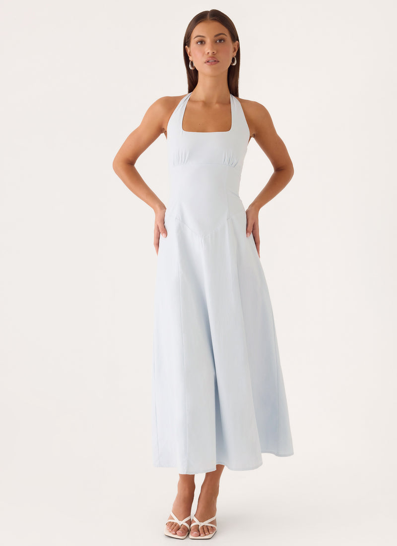 Sarrah Halter Midi Dress - Blue