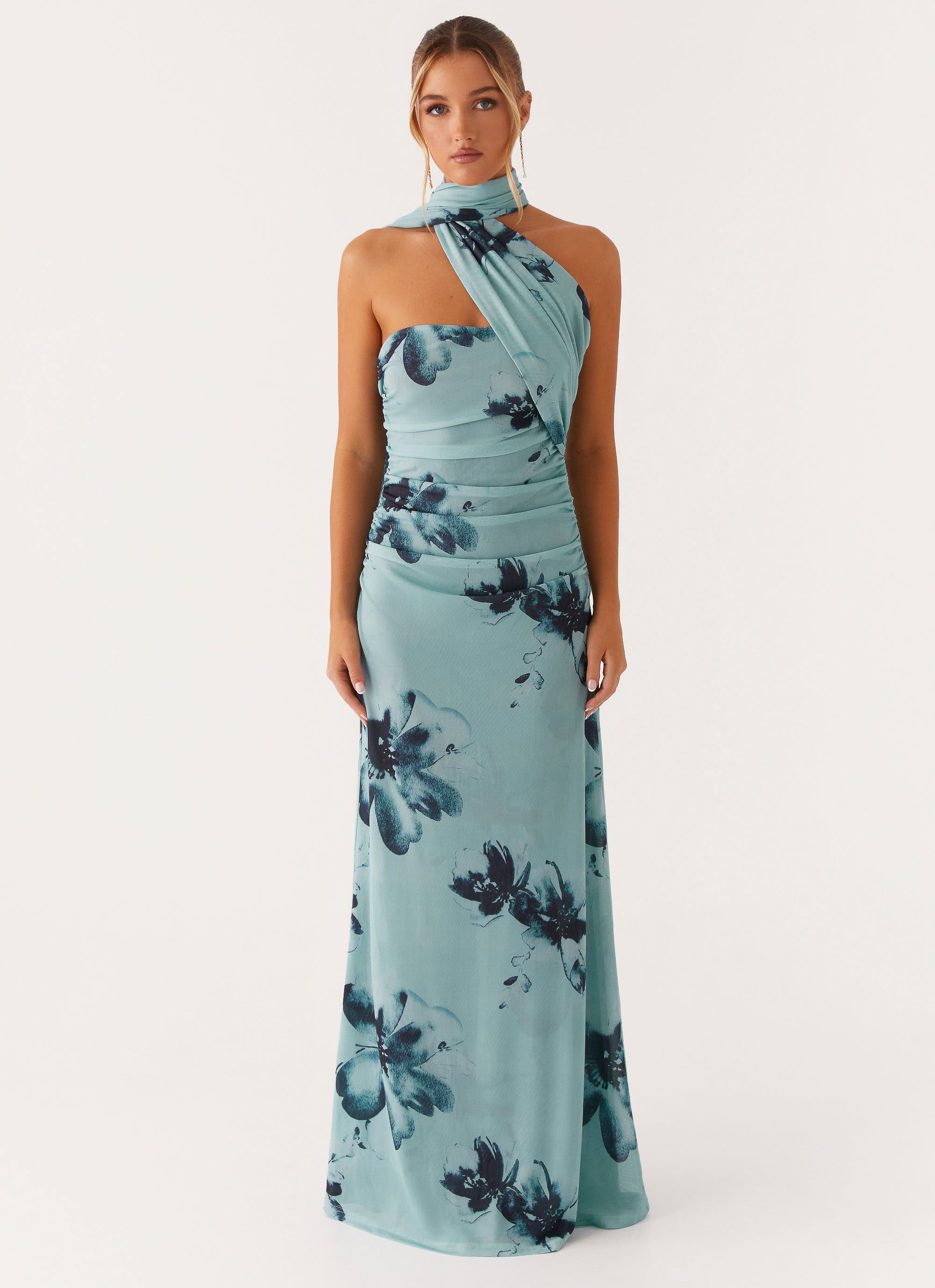 floral maxi dress nz Renesmee Yellow Floral Print Satin Maxi Dress - US 14