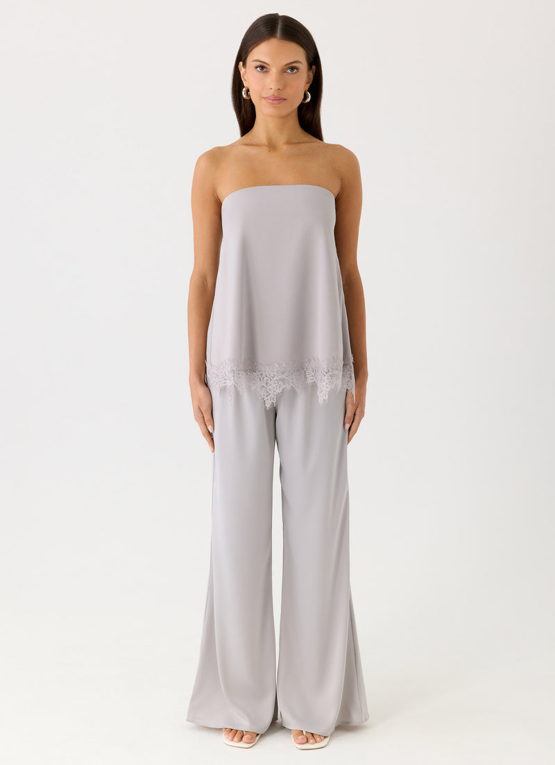 Sorena Low Rise Flared Pants - Misty Blue