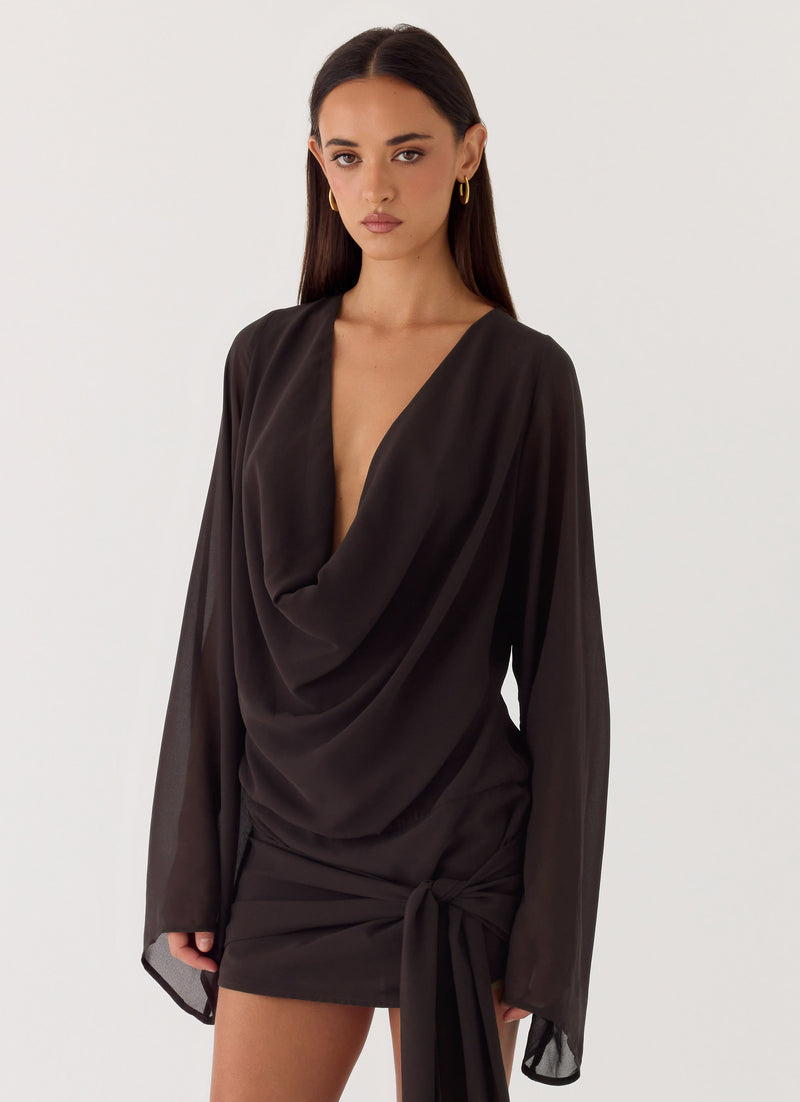 Sorrel Long Sleeve Mini Dress - Chocolate