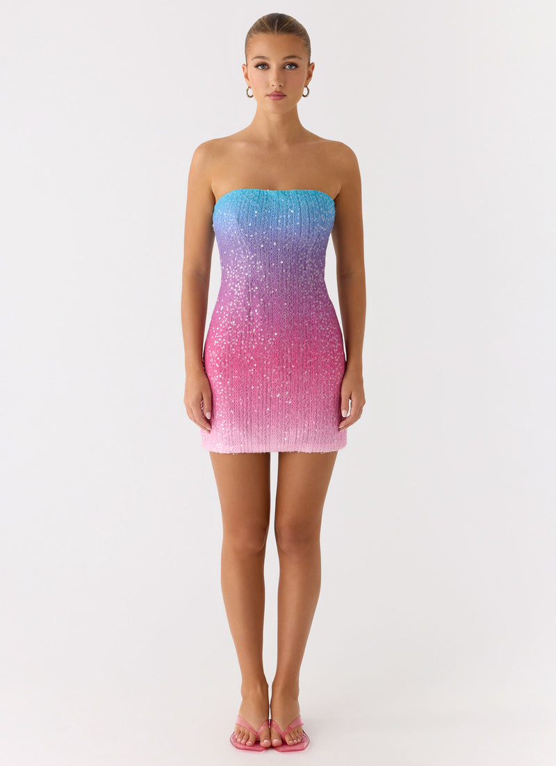Step Closer Sequin Knit Mini Dress - Disco Ombre