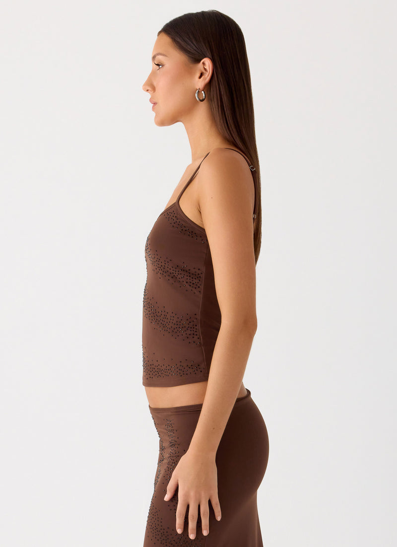 Sweet Sky Beaded Top - Chocolate