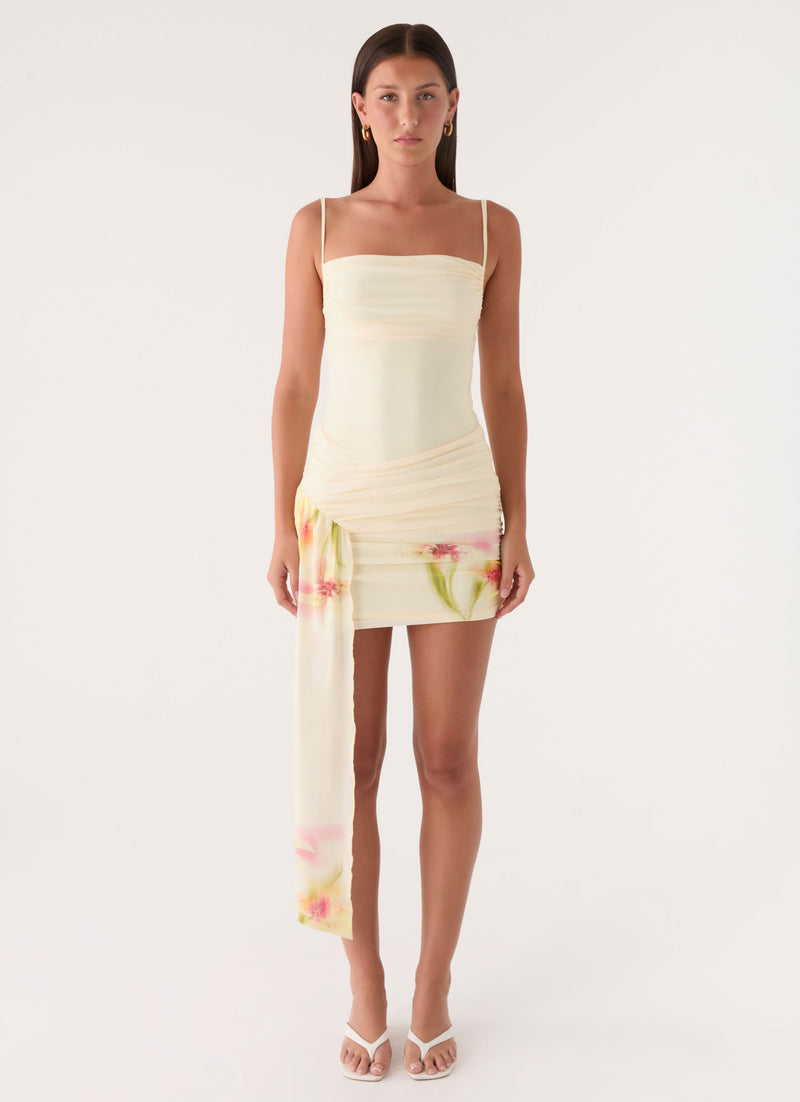 Syna Sash Mini Dress - Soft Lily