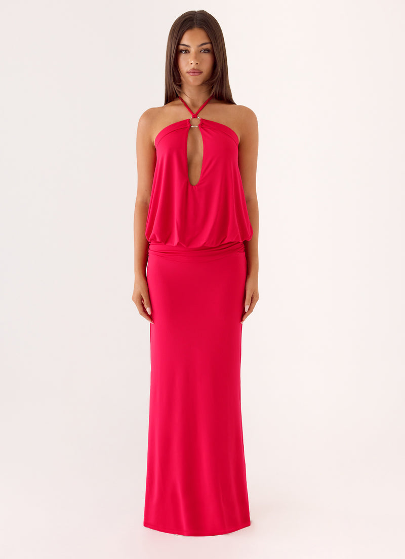 Telling You Maxi Dress - Red Magenta