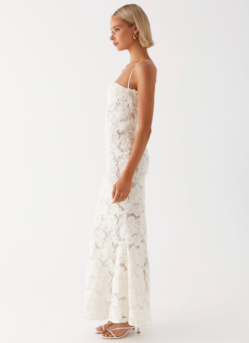 Womens That Girl Maxi Dress in the colour Ivory in front of a light grey background