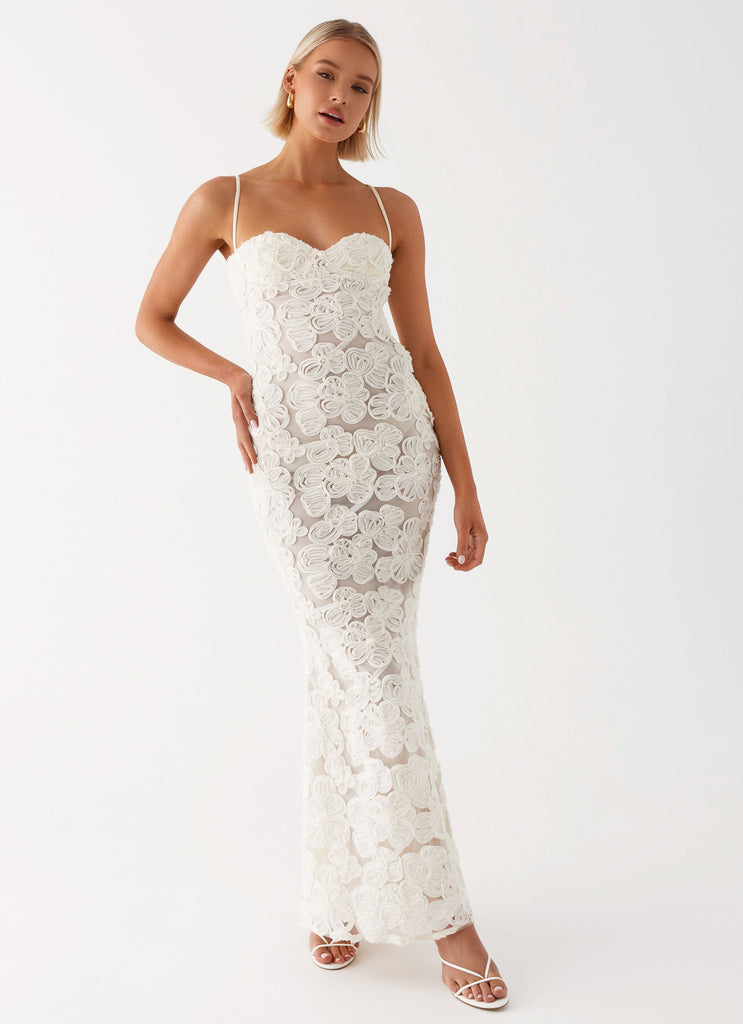 Womens That Girl Maxi Dress in the colour Ivory in front of a light grey background